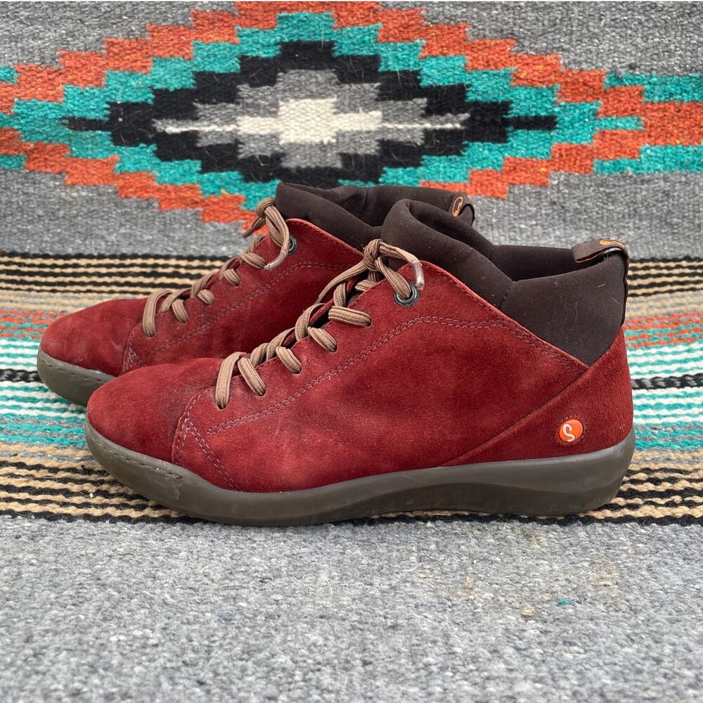 Softinos Fly London Biel Red Suede Leather Hi Top Sneaker Women Size 36